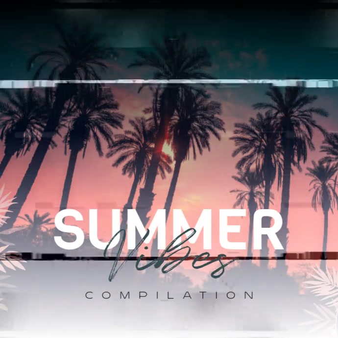 Summer Vibes Sunset Video Album Mixtape Cover Quadrado (1:1) template