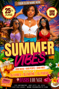 Summer Vibes Tropical Party Poster template