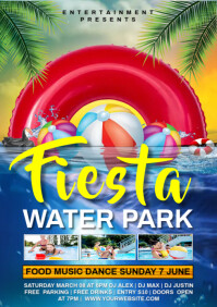Summer water park flyer A4 template
