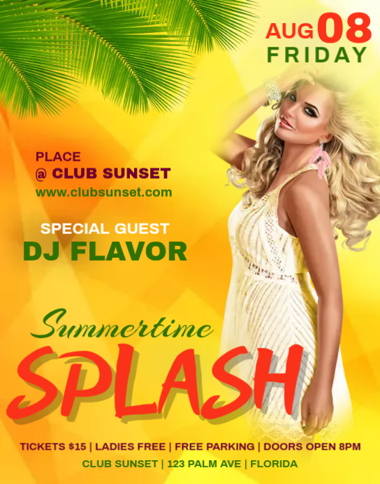 Flyer Splashlight Summertime Splash Flyer Template เทมเพลต | PosterMyWall