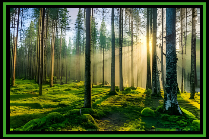 Sun Rise through the forest template Cartaz