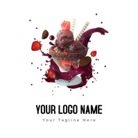 Sundae Chocolate Ice Cream Açaí Palm Restaurant Logo template