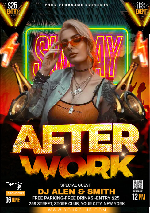 Sunday After work Party A4 template
