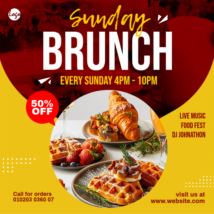 Sunday Brunch Food banner ad Template | PosterMyWall