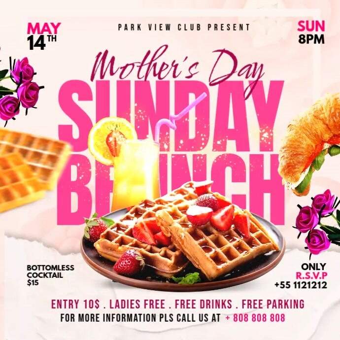 Sunday Brunch For Mother's Day Kwadrat (1:1) template