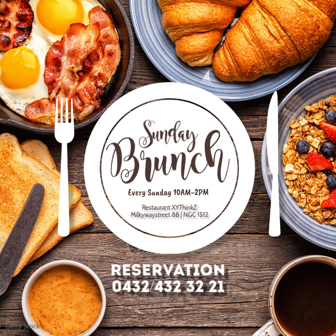 Sunday Brunch template Header cover Breakfast Instagram-bericht