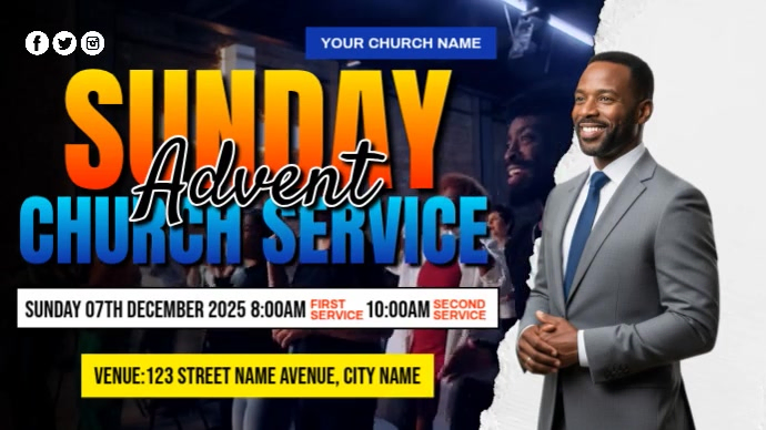 Sunday Church YouTube Thumbnail Template | PosterMyWall