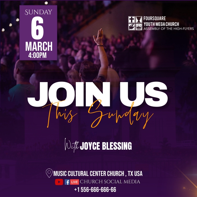 SUNDAY Church Flyer (7) Square (1:1) template