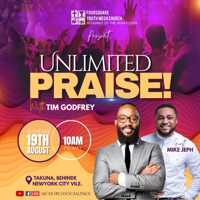 SUNDAY Church Flyer (30) Square (1:1) template