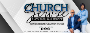 White Church Service Announcement Zdjęcie w tle na Facebooka Template