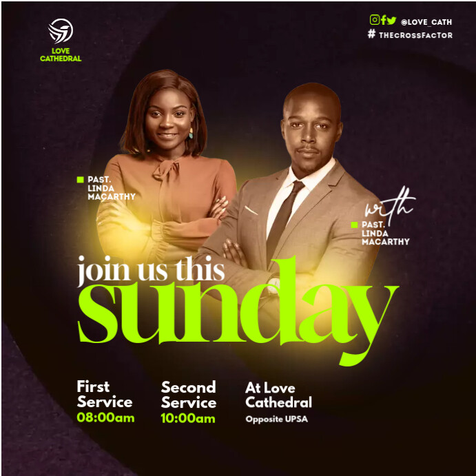 Sunday Service Posts Sunday Church Service Design for Social Media Template | PosterMyWall