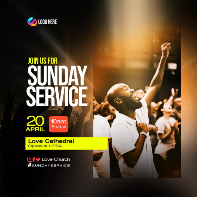 Sunday Church Service Design for Social Media Template | PosterMyWall