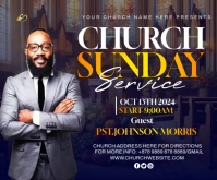 Sunday church Service Medium Rectangle template