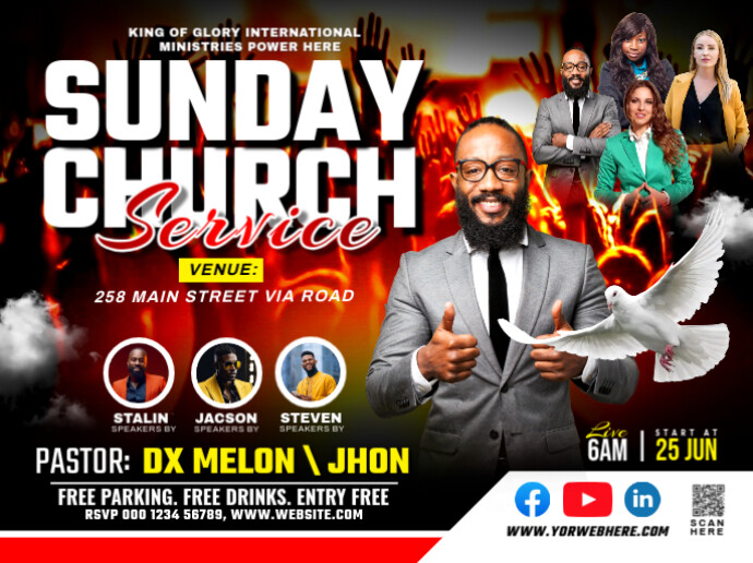 SUNDAY CHURCH SERVICE Template | PosterMyWall