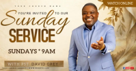 Yellow Sunday Service Invitation delt Facebook-billede Template