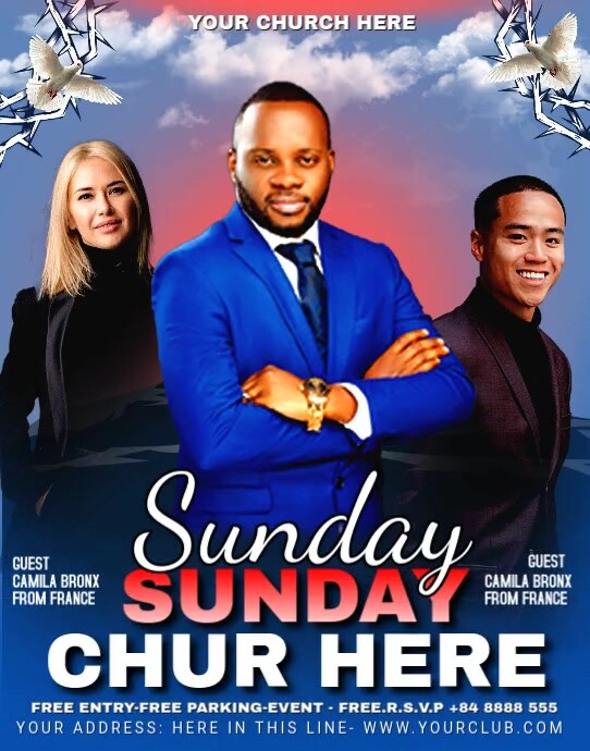 Sunday Church Service Flyer Poster/Wallboard template