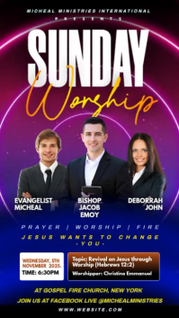 Preto Sunday Worship Service Reel Instagram Template