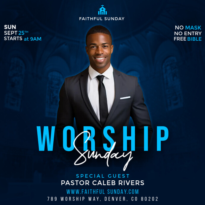 Sunday Church Service Invite Instagram Post Template | PosterMyWall