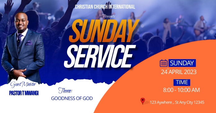 Sunday Service Posts Sunday Church Service poster Template | PosterMyWall