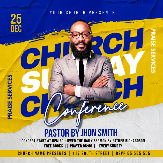 Modèle Sunday Church Services Ad | PosterMyWall