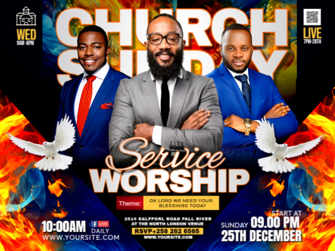 SUNDAY CHURCH WORSHIP Template | PosterMyWall