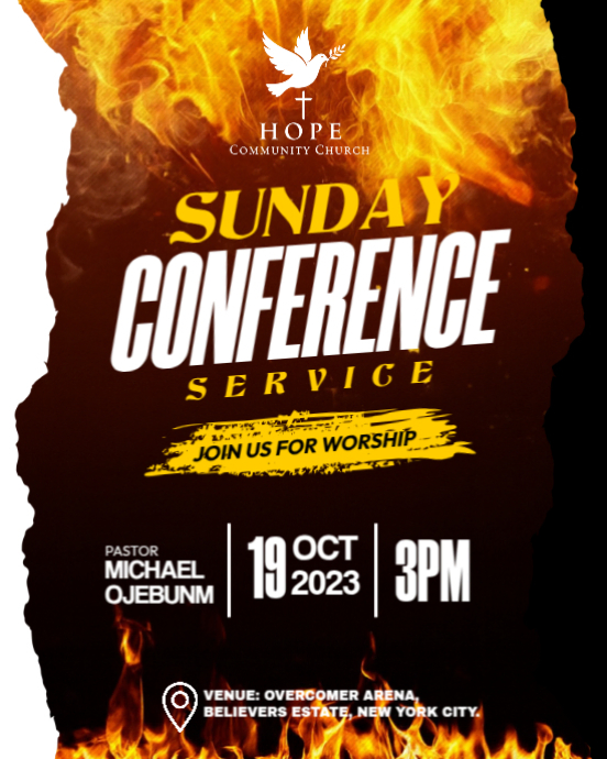 Sunday Conference Fire Theme Flyer Template | PosterMyWall