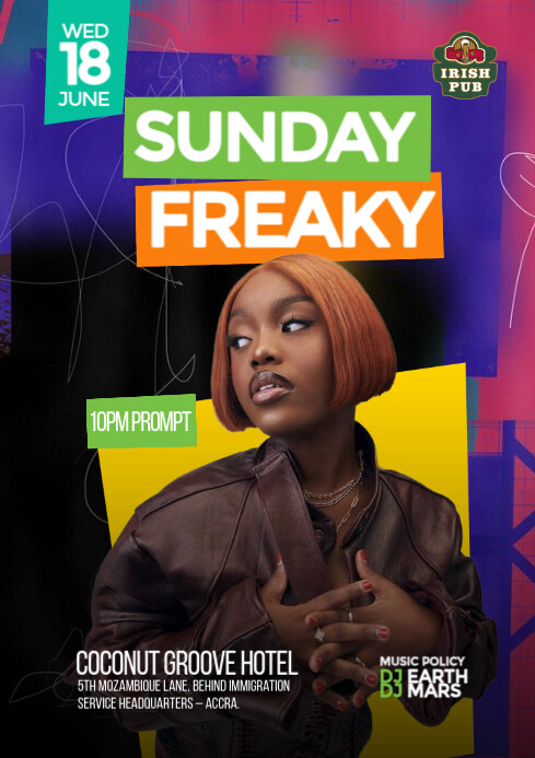 Sunday Freaky Party Design Template A4