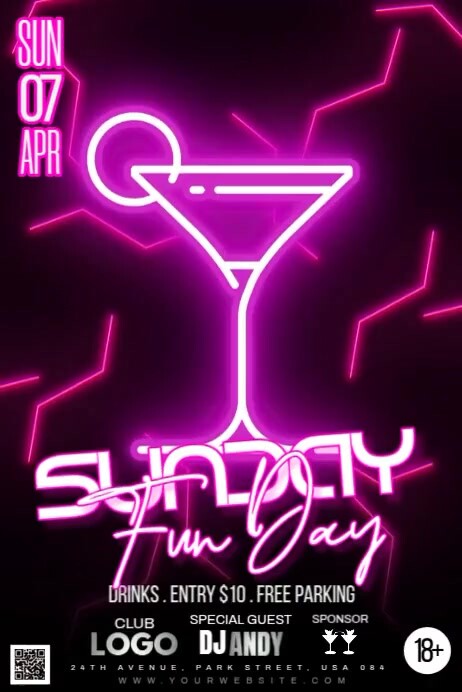 Sunday Funday Club Poster template
