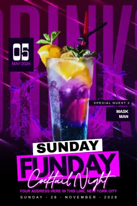 Sunday Funday Club Event Poster template