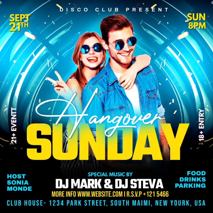 Advert Day Rave Sunday Hangover Party Ad Template | PosterMyWall