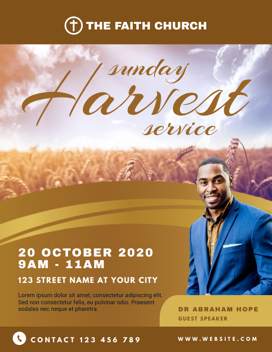 Sunday Harvest Service Church Flyer Template Postermywall