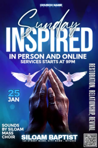 Sunday Inspired Worship Service Night Poster template