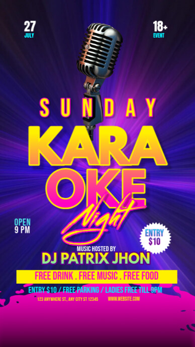 Sunday karaoke night História do Instagram template