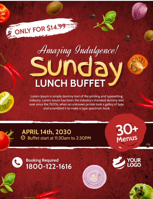 Sunday Lunch Buffet Flyer Template PosterMyWall