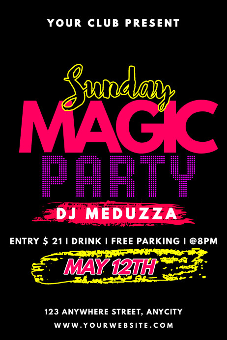 Plantilla de Sunday Magic Party | PosterMyWall