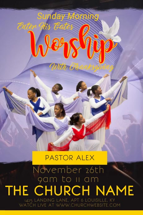 sunday morning worship Cartaz template