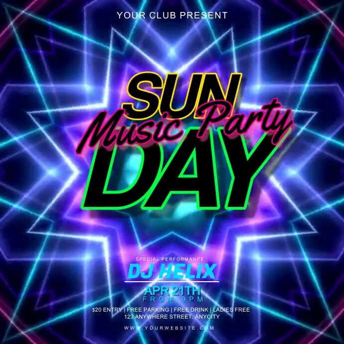 Sunday Music Party Instagram Post template
