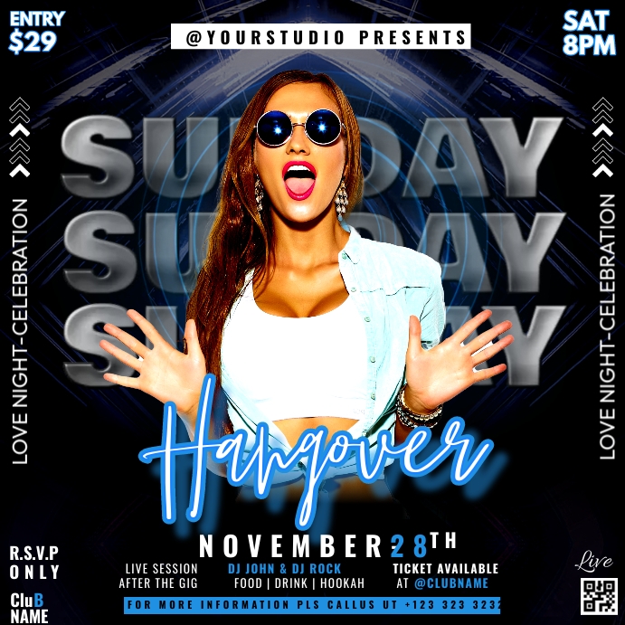 Sunday Neon Party Template | PosterMyWall