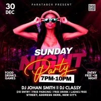 Sunday night club flyer Cuadrado (1:1) template