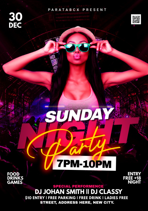 Sunday night club flyer A4 template