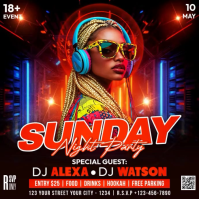Sunday Night Party Square (1:1) template