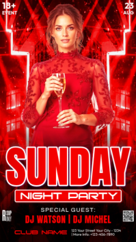 Red Night Party Instagram Story Template