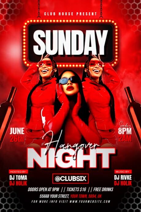 Sunday Night Party Flyer Cartaz template