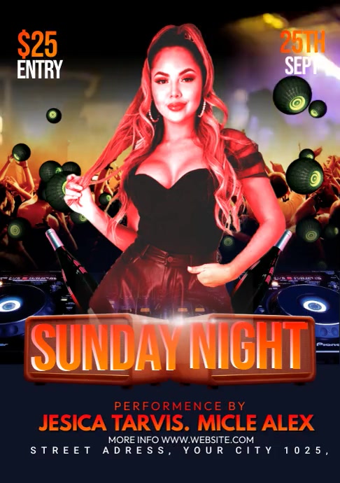 sunday night party flyer A4 template