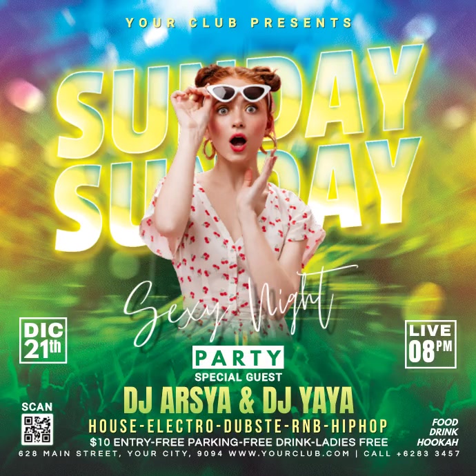 Sunday Night Party Flyer Instagram Plasing template