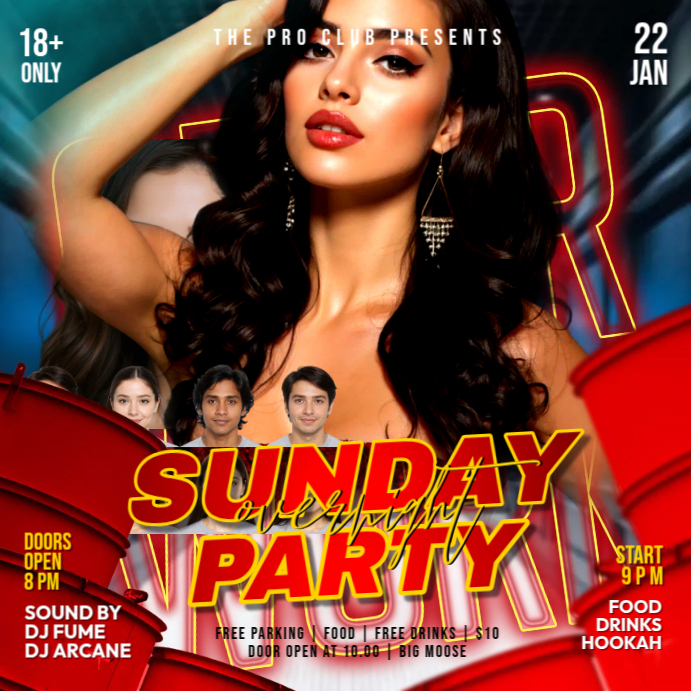 Sunday Overnight Party Ads Template PosterMyWall