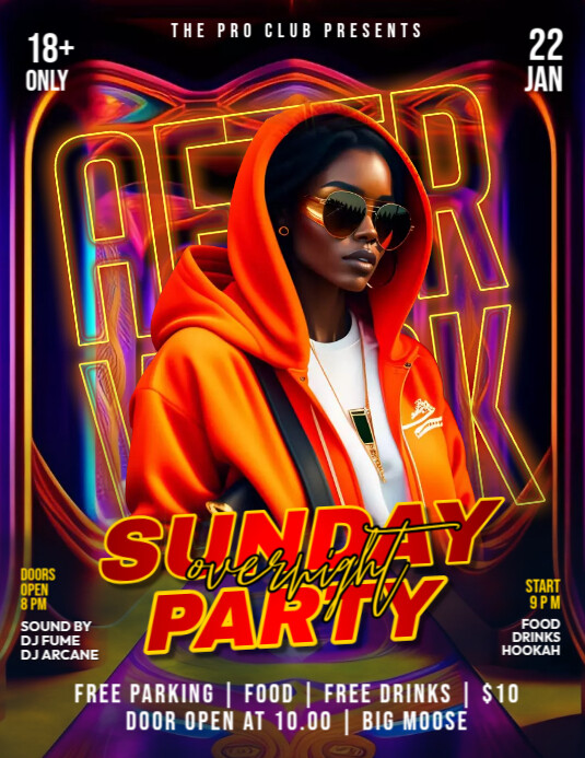 Sunday Overnight Party Template | PosterMyWall