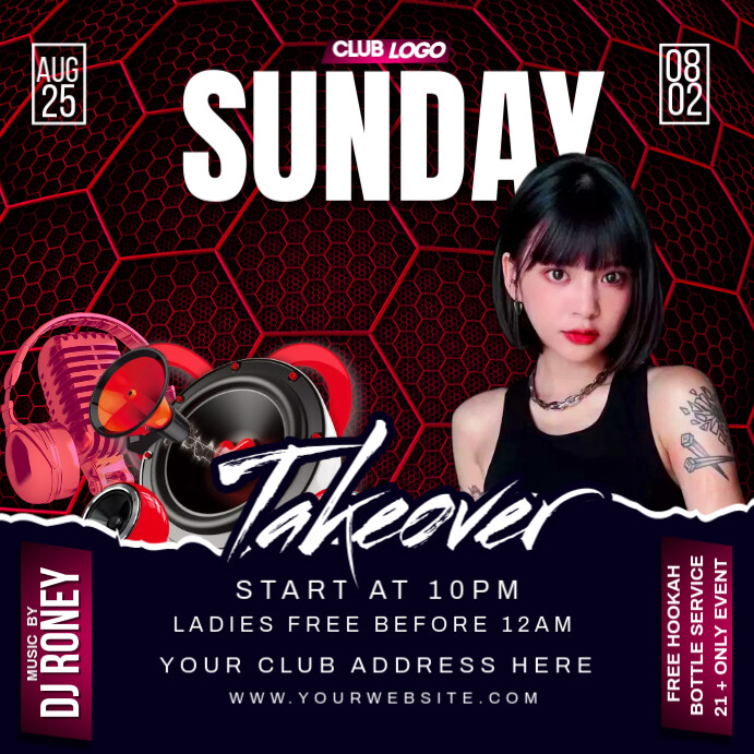 Plantilla de sunday party club | PosterMyWall