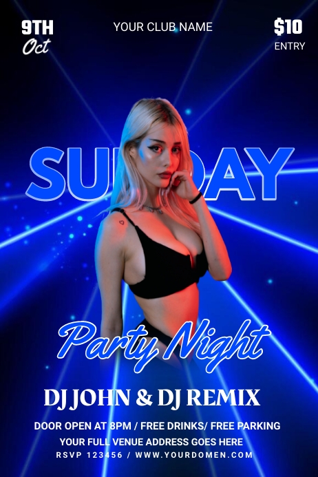 Sunday Party Poster template