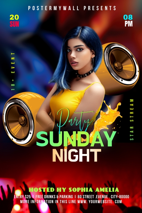 SUNDAY PARTY Banner 4 × 6 Fuß template